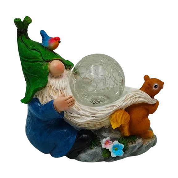 JMKQLZ Garden Gnomes Statue Outdoor Lights,Solar Gnome Statue for Outside -Resin Blue Gnome Yard Art Gifts for Mom,Grandmam Birthday Gift,Children's Gift,Christams Day,Fairy Tale,Kindergarten Decor