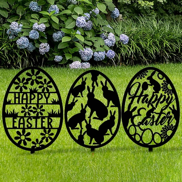 Autocollant miroir acrylique en forme de lapin en forme d'œuf de Pâques en trois dimensions pour décoration extérieure de jardin ou de cour,PENDANE,A