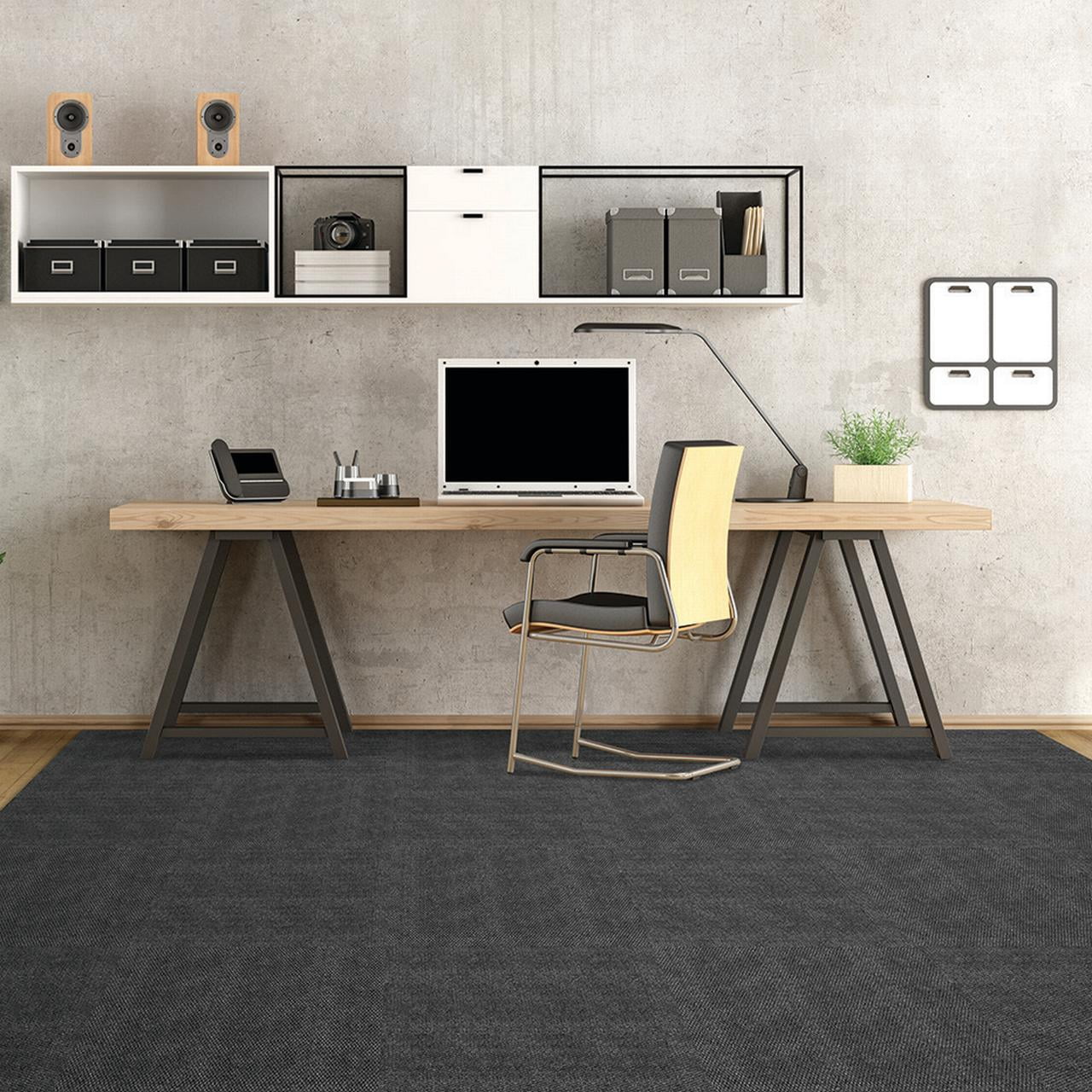 Prominence Black Ice Carpet Tiles - 24" x 24" Indoor/Outdoor, Peel and Stick Carpet Tiles - 60 sq. ft. per box – Pack of 15 Tiles
