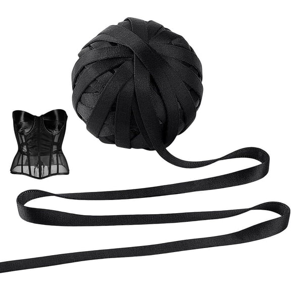 1 Skein 22 Yards Corset Boning Underwire Channeling Fabric Covered Boning for Corset Busk Webbing Hollow Strips Garment Making Supplies for Sewing Handicrafts 3/8" Wide Black