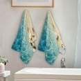 thumbnail image 4 of Summer Beach Sea Water Kitchen Hand Towels 2 PCS, Seashell Conch Starfish Fingertip Bath Towels Ultra Soft and Highly Absorbent, Decorative Face Towels Dish Washcloths, 28.3"x14.4", 4 of 5