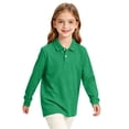 thumbnail image 5 of Girl's Long Sleeve Polo Shirt Stretch Pique Polo Shirts School Uniform Green,12-13 Years, 5 of 8