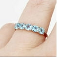 thumbnail image 2 of 3 mm Blue Topaz Half Eternity Wedding Band Stacking Ring Christmas Anniversary Gift Ring 925 Sterling Silver Gemstone Jewelry For Women Gift, 2 of 5