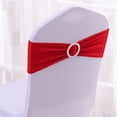 thumbnail image 3 of Funda elástica para silla de hotel con correa de hebilla decorativa y lazo en la espalda, 3 of 5