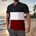 thumbnail image 2 of T-Shirts Homme Jeunesse Décontracté Manches Courtes Imprimé Coloré Col Henry Haut Chemises Athlétiques Hommes Rouge TTG, 2 of 4