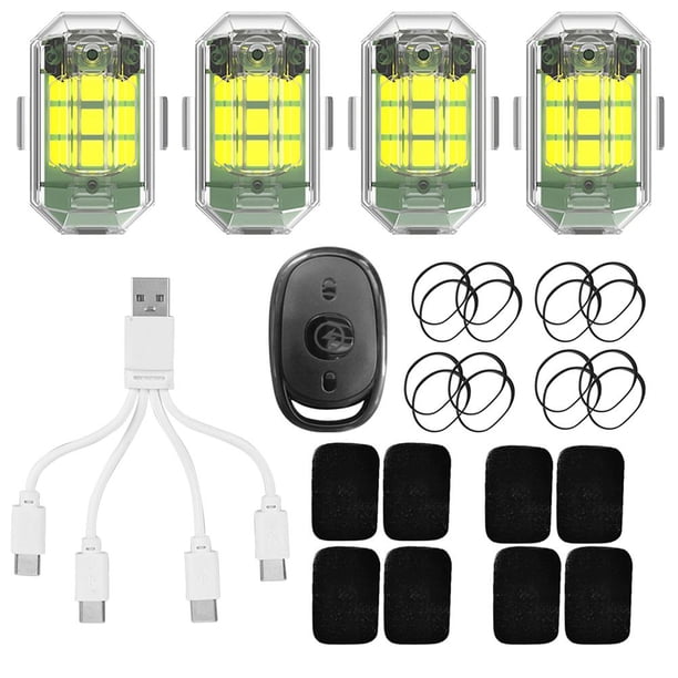 4pcs LED luz estroboscópica 7 colores 2.4G control remoto inalámbrico M3 motocicleta lámpara de señal