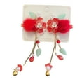 thumbnail image 2 of Tnobhg 1 Pair Girls Hairpins Chinese Style Long Tassel Flower Beads Bow Decor Anti-slip Festive Photo Prop New Year Hair Decoration Hair Clips Cosplay Hair Accessories, 2 of 8