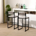thumbnail image 2 of Yardi Yard Modern Wood Counter Height Bar Stools Set of 2, Kitchen Dining Accent Stool with Footrest, Light Walnut&Blue, 2 of 8