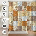 thumbnail image 5 of Dznils Floral Shower Curtain with Hooks, Farmhouse Patchwork Fabric Bathroom Curtain, Brown, 72" x 72", 5 of 7