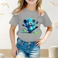 thumbnail image 2 of Curuila Kids Girls T Shirt Short Sleeve Casual Loose Fit Animal Print Crew Neck Summer Tops Light Gray Size 12-13 Years, 2 of 4
