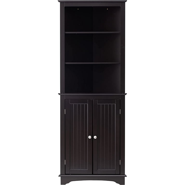 Spirich home tall corner cabinet with two doors and three tier shelves outlet