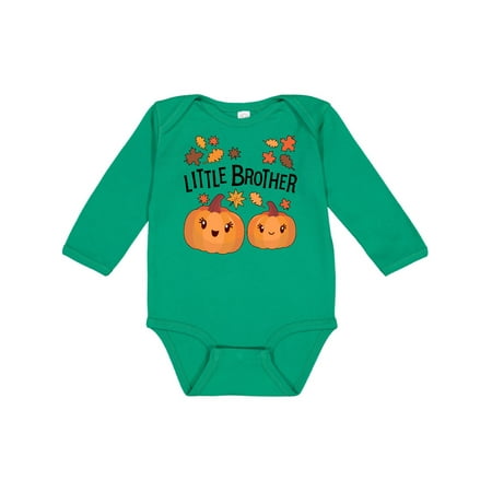 

Inktastic Little Brother Pumpkins with Fall Leaves Gift Baby Boy Long Sleeve Bodysuit