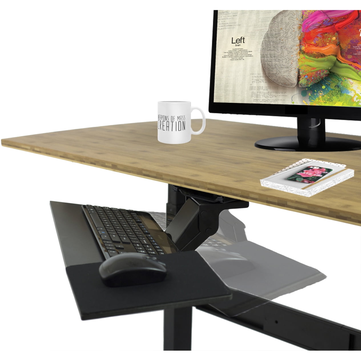 Ergonomic Under desk Keyboard Tray Shelf with Swivel Tilt & Height Adjustable 