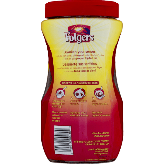 Folgers Instant Coffee Crystals Classic Roast 120 OZ Folgers Instant Coffee Crystals Classic Roast 120 OZ
