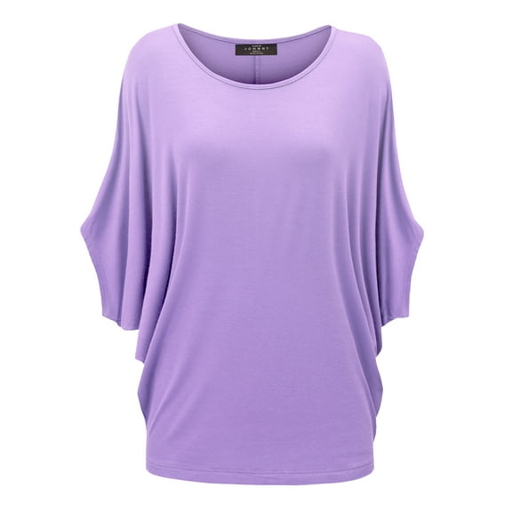 Made by Johnny Women's Scoop Neck Half Sleeve Batwing Dolman Top M LILAC