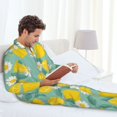 thumbnail image 4 of Mens Pajamas Set, Lemons Chamomile Flowers Button Down Long Sleeve Loungewear Sleepwear Pjs sets for Men, 4 of 5