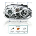 thumbnail image 3 of Spec-D Tuning Chrome Dual Halo Projector Headlights Compatible with 1999-2006 Volkswagen Golf, Golf GTI VW MK4 Left + Right Pair Headlamps Assembly, 3 of 7