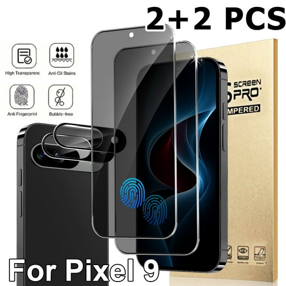 2 2 Pack Suitable For Google Pixel 9 Privacy Screen Protector With Camera Lens Protector, 9H Anti Spy Tempered Glass, Easy To Install, High Sensitivity, Shell Friendly