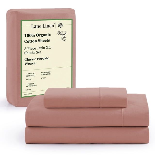 Juego de sábanas LANE LINEN 100% algodón orgánico Twin XL Rose Dawn