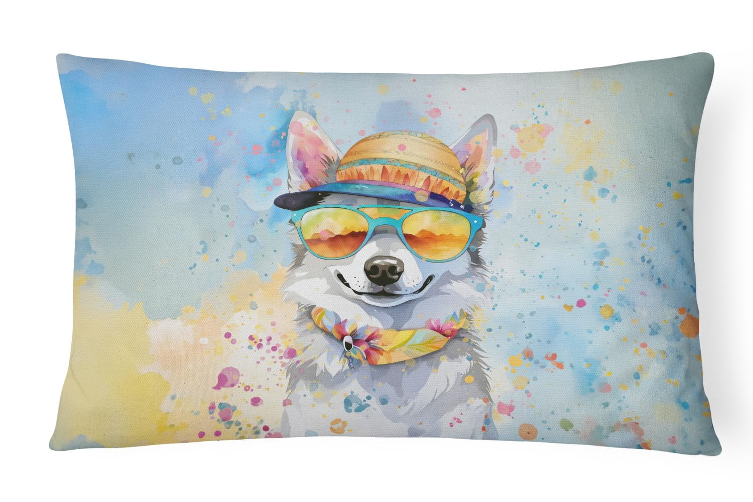 Golden Retriever Hippie Dawg Fabric Decorative Pillow 12 in x 16 in