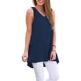 thumbnail image 1 of Jumpingount Camiseta sin mangas para mujer Camiseta sin mangas con cuello en V Blusa con cuello en V Chaleco de color sólido Vestidos Azul L Jumpingount AP003123-18, 1 of 6