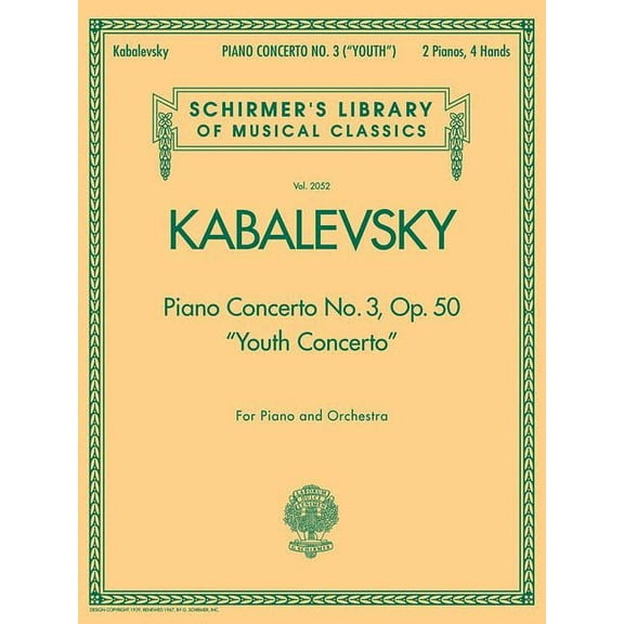 Piano Concerto No. 3, Op. 50 (Youth Concerto): Schirmer Library of Classics Volume 2052, (Paperback)