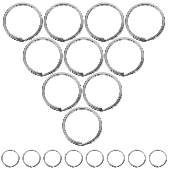 FELTECHELECTR Stainless Steel Keychains 50Pcs Key Rings Silver Flat Round O-shaped Diy Crafts Secure Closure