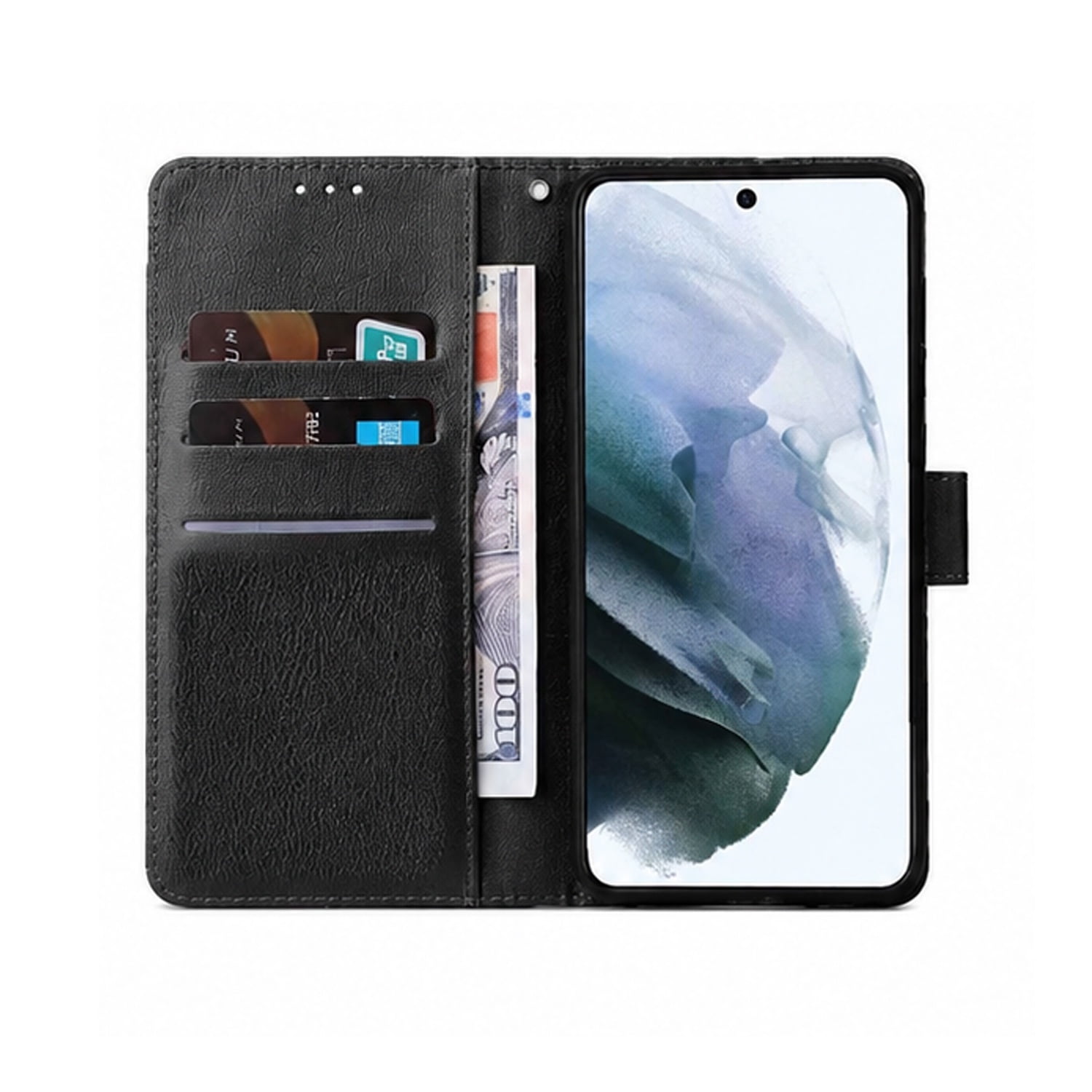 Leather Wallet Case with Card Slot for iPhone 17 Pro Max - Black