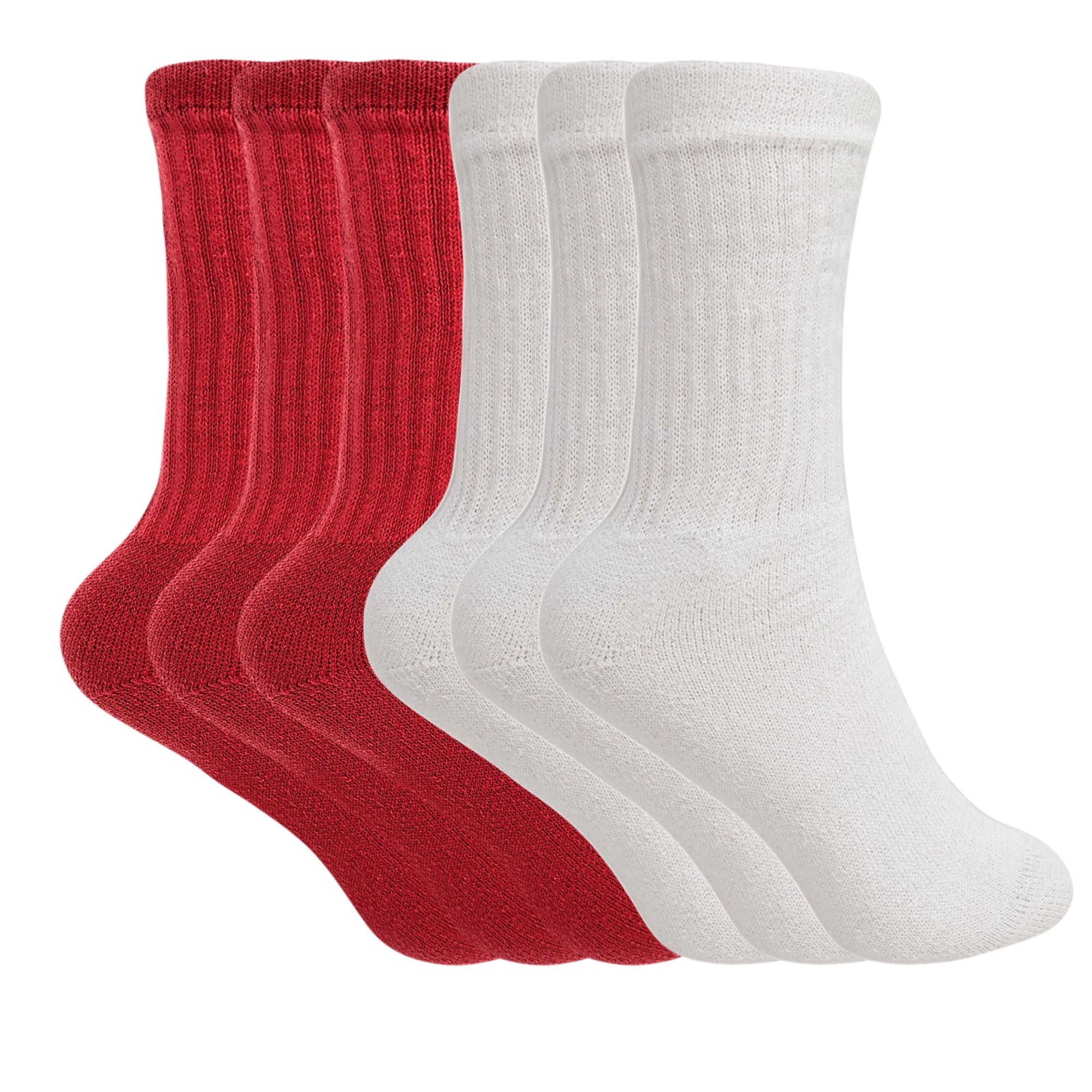 AWS/American Made Cotton Crew Socks for Women 6 PAIRS Smooth Toe Seam