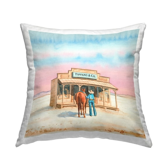 Stupell Industries Fashionista Cowgirl in Desert Decorative Printed Throw Pillow Design by Amanda Greenwood.
