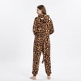 thumbnail image 4 of Gunia Leopard Hooded Onesie For Adult Unisex Flannel Pajamas Jumpsuit Pjs Sleepwear Cosplay Halloween Role Play Dress Up Outfits Holiday Party Wear,Brown, 4 of 5