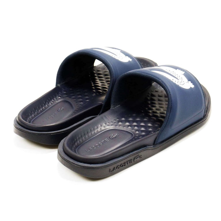 Lacoste Men's Croco Dualiste 1122 2 Slide Sandals, Navy  White,7