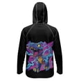 thumbnail image 2 of SEANATIVE Long Sleeve Sun Protection Fishing Hoodie for Men, Fishing Hiking Running Shirts Athletic Outfits Lightweight Breathable Rash Guard, M, Dinosaur Lightning Print Violet Black, 2 of 7