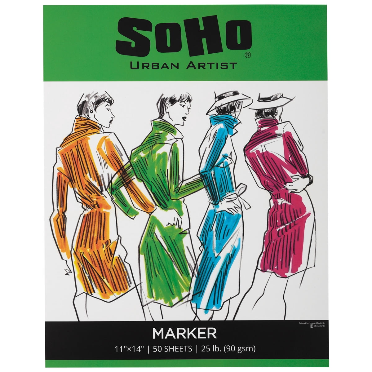 SoHo Marker Paper Pads 11"x14" 2 Pack, 50 Sheets - 24 lb (90gsm) Smooth & Heavyweight, Acid-Free, Bleed Resistant Drawing Papers, Ideal for Sketching, Color Blending, Mechanical Pencils