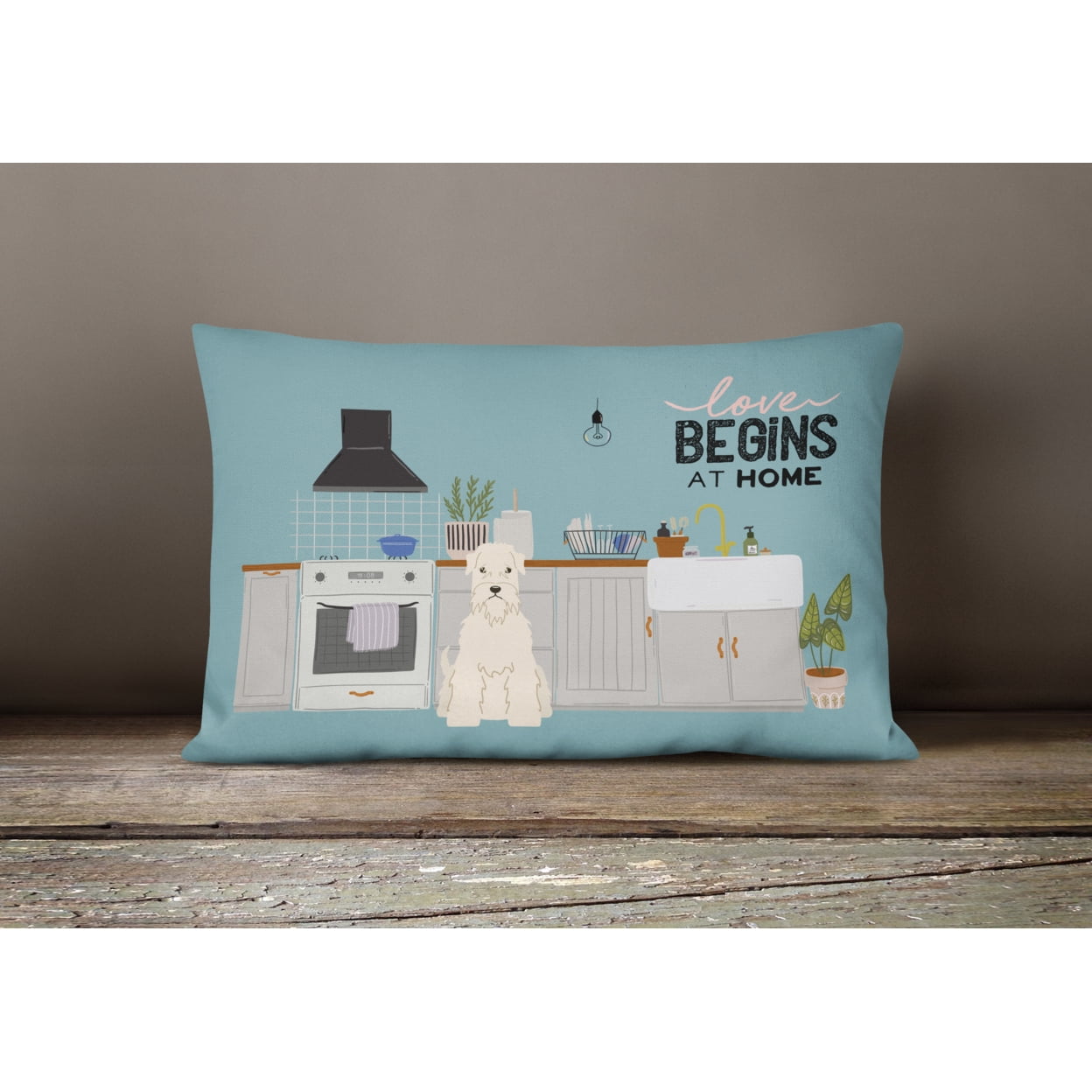 Carolines Treasures CK7765PW1216 Soft Coated Wheaten Terrier Kitchen Scene Canvas Fabric Decorative Pillow 12H x16W