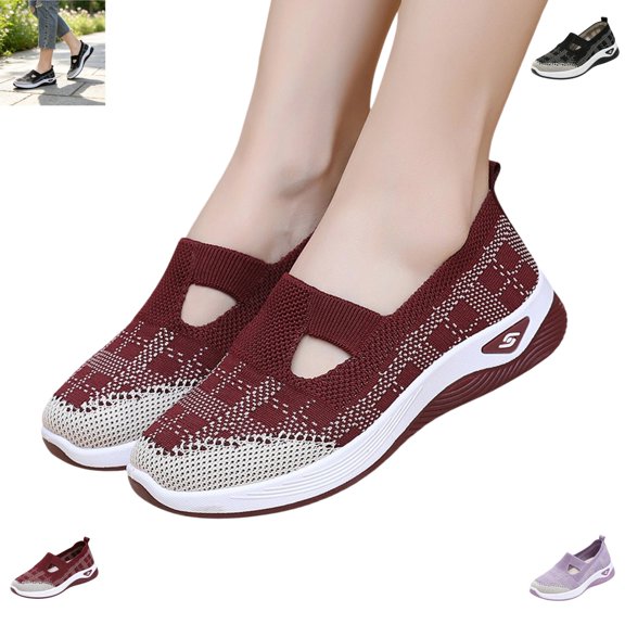 YOUYEDIAN Orthopedic Shoes for Women Fashion Slip On Round Toe Versatile Sport Comfy Sneakers Breathable Mesh Soft Casual Walking Shoes