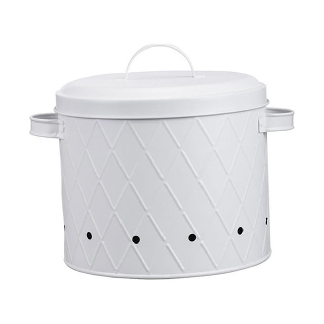 Olla para patatas, cebollas y ajos, caja metálica ventilada, recipiente para verduras y alimentos. Blanco estilo A