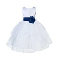 thumbnail image 2 of Ekidsbridal Girl Pageant Flower Girl Dress - White Tiered Organza with Bow Sash 4613T-A (Size: S-12), 2 of 3