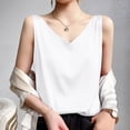 thumbnail image 2 of Tank Top for Women,Women's V Neck Sleeveless Satin Tank Top,Womens Tank Tops,Camisole Tops for Women(Color:White,Size:S), 2 of 4