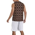 thumbnail image 5 of Rocae Brown Gold Grid for Men's Basketball Jersey Lightweight and Breathable Athletic Tank Top,Quick-Drying Sports Jersey, 5 of 9