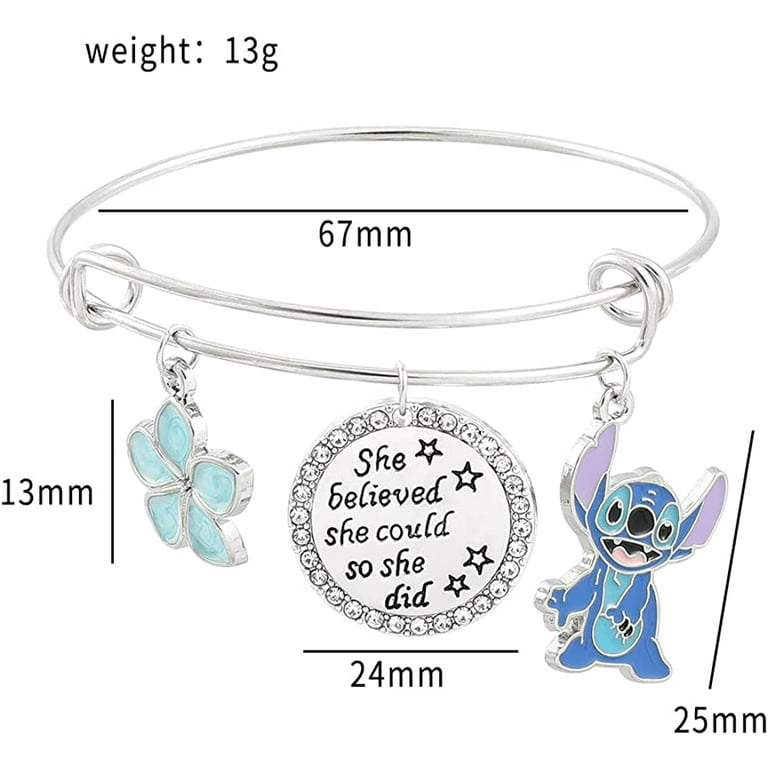 kefeng jewelry Blue Stitch Gifts Bracelet, Ohana Means Family Friendship  Charm Gift for Women Girls