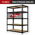 thumbnail image 2 of 48"W 5-Tier Heavy Duty Garage Shelving Unit, 72"H x 48"W x 24"D Carbon Steel Storage Rack, 3000 LBS Capacity, 2 of 7