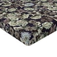 thumbnail image 4 of Ambesonne Botanical Fitted Sheet, Vintage Pattern of Lily, King Size, Dark Purple Eggshell Tan, 4 of 5