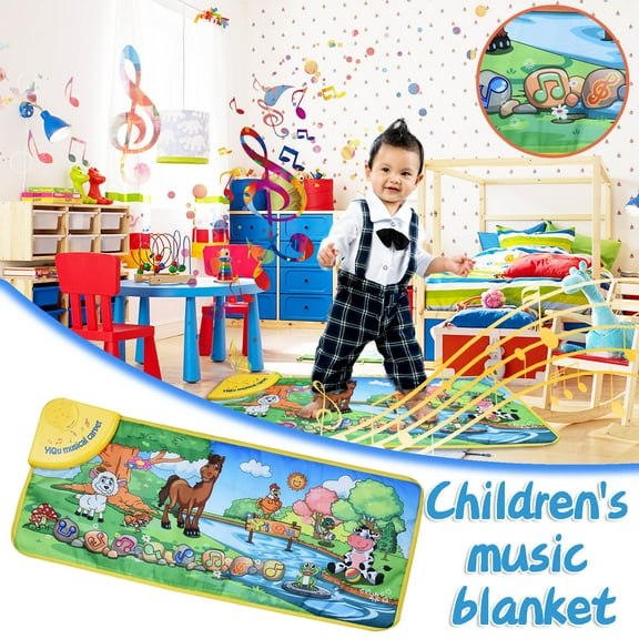 Momihoom Musical Mat for Toddlers 1-3, Piano Mat & Drum Mat , Early Educational Learning Toys for 12-18 Months Baby, Animal Touch Play Blanket Birthday Gifts for Boys Girls