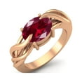thumbnail image 2 of 925 Sterling Silver Rose Vermeil 9X7MM Oval Shape Synthetic Ruby Solitaire Women Valentines Day Gifts Ring, 2 of 4