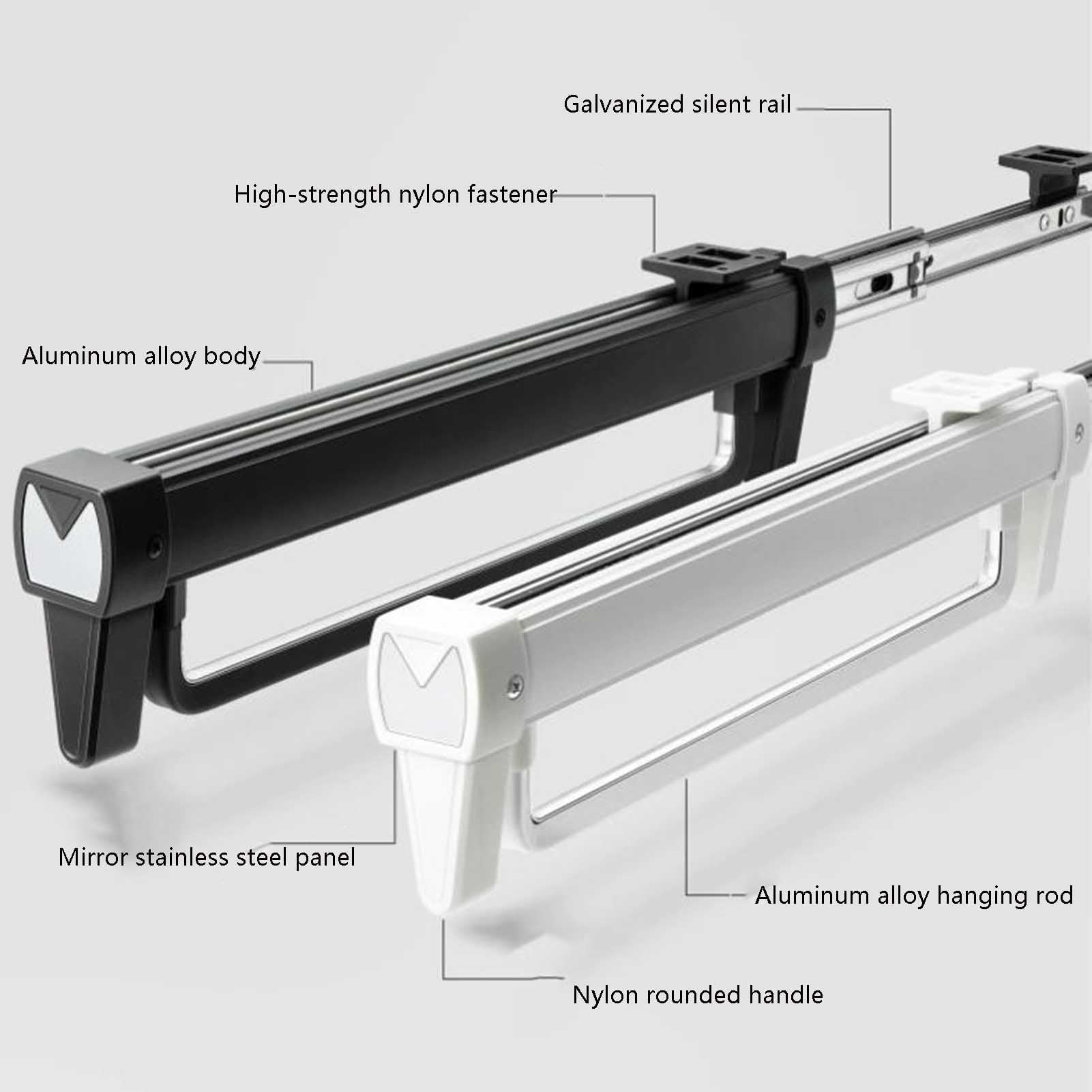 Extendable Clothes Rail,Closet Organizer Rack for Pants and Coat, Sliding Wardrobe Closet Rod, Adjustable Sliding Wardrobe Clothes Hanger, 25-55cm