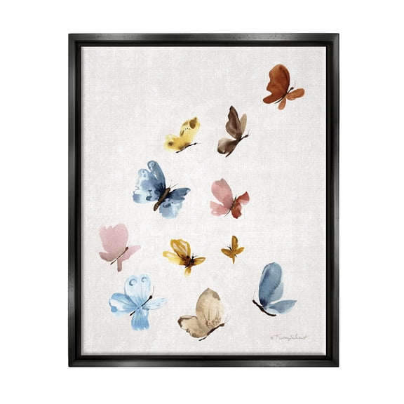 Stupell Varied Butterflies Flutter Nature Animals & Insects Painting Black Floater Framed Art Print Wall Art