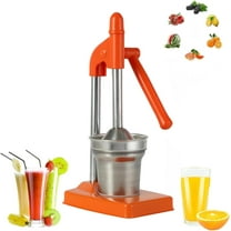 Cast Iron Juicer Hand Press, Stainless Steel Lemon Squeezer – Heavy Duty Manual Citrus Juicer, Easy to Clean Countertop Tool for Fresh Lemonade, Orange Juice (Orange)