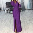 thumbnail image 1 of AMERTEER Femmes Profond V Cou Paillettes Robe avec Fente à Manches Longues Club Partie Robe de Soirée pour les Femmes Dame Nouveau, 1 of 8
