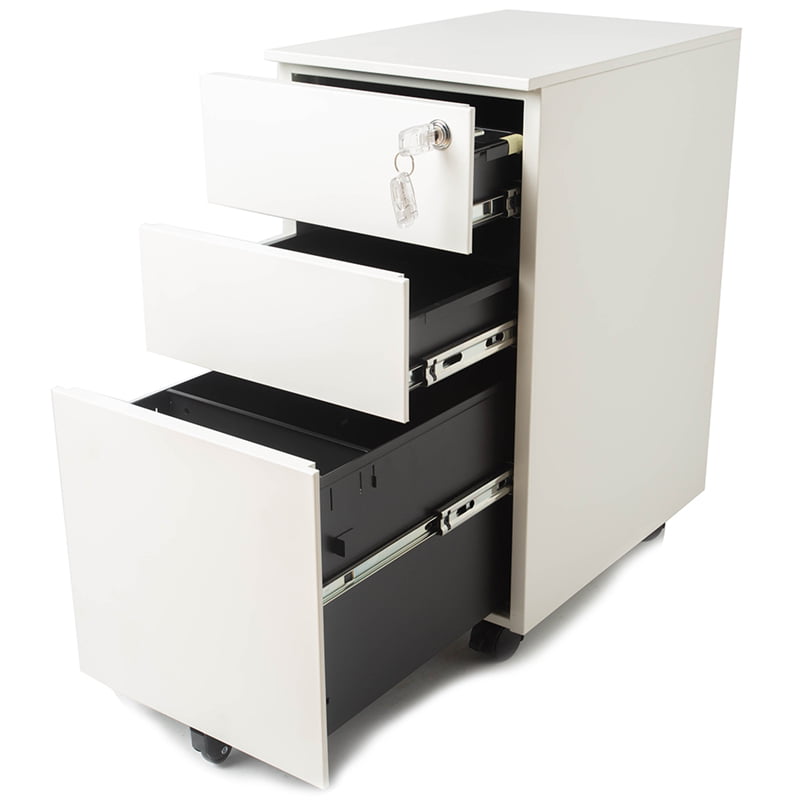 Hommoo 2 Drawer Steel Metal Filing Cabinet with Lock and Handles White 